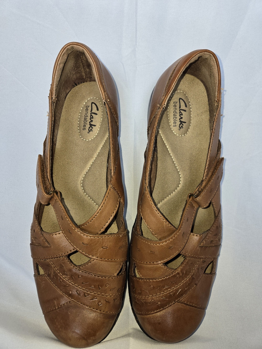 Clarks Bendables Women's Brown Leather Mary Jane Flats
